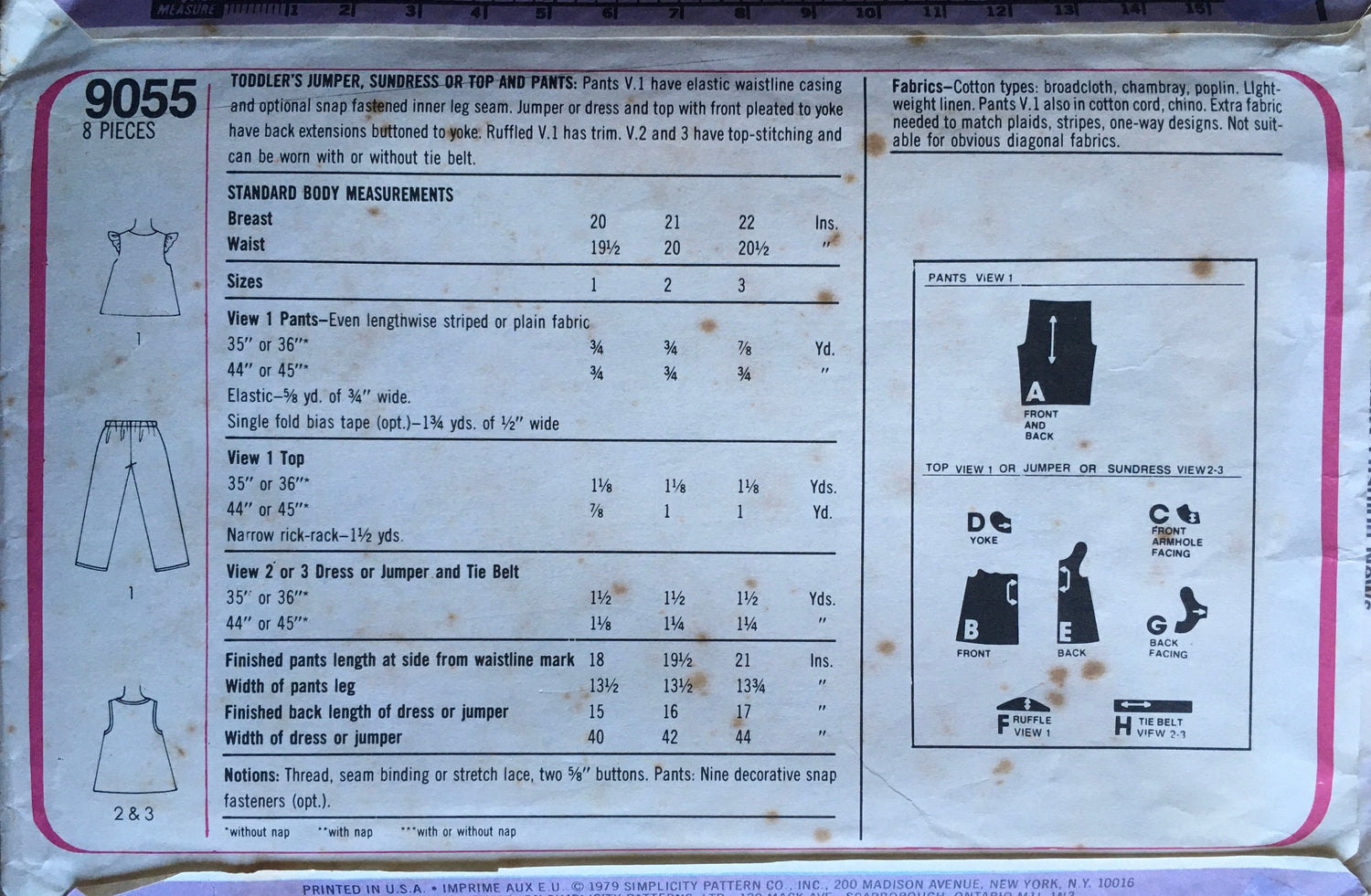 Simplicity 9055 Sewing Pattern (Vintage) CUT