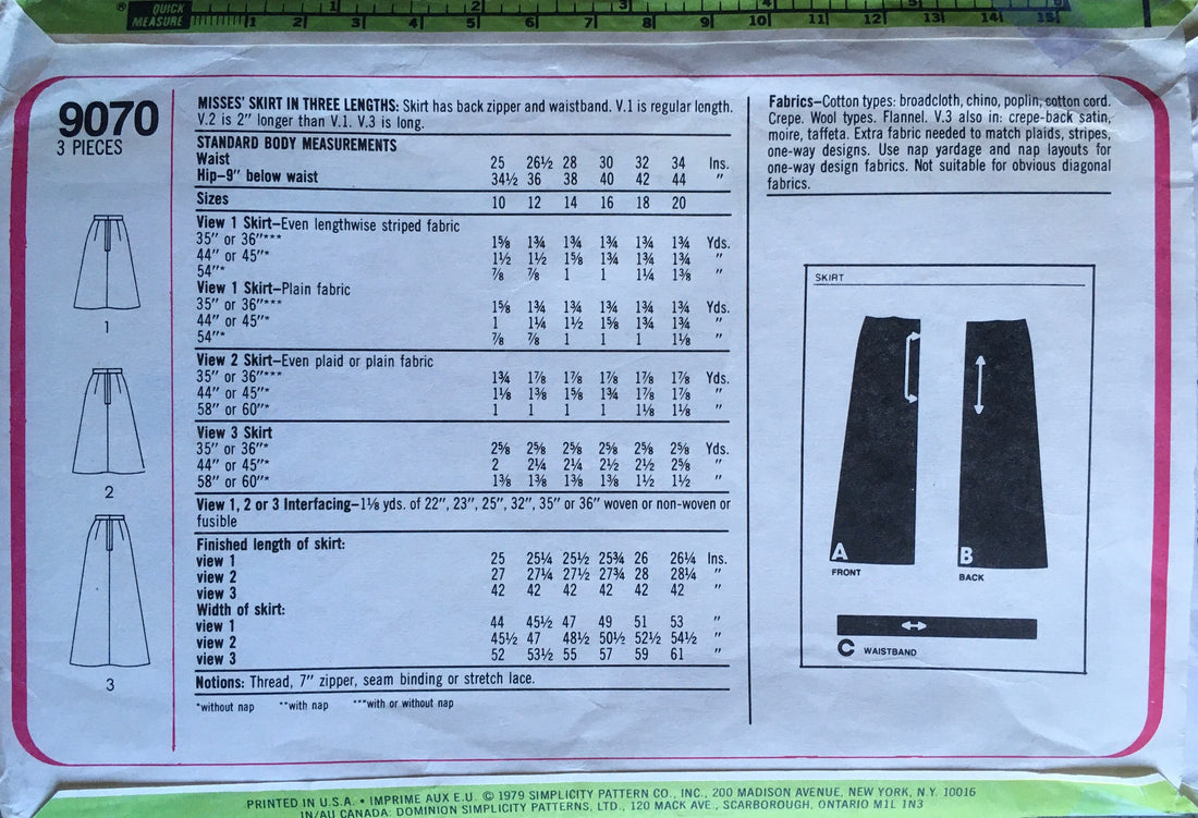 Simplicity 9070 Sewing Pattern (Vintage) UNCUT