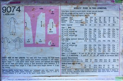 Simplicity 9074 Sewing Pattern (Vintage) UNCUT/CUT