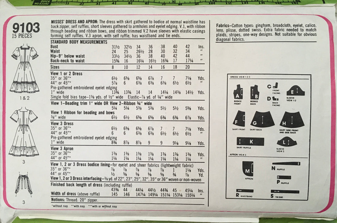 Simplicity 9103 Sewing Pattern (Vintage) CUT