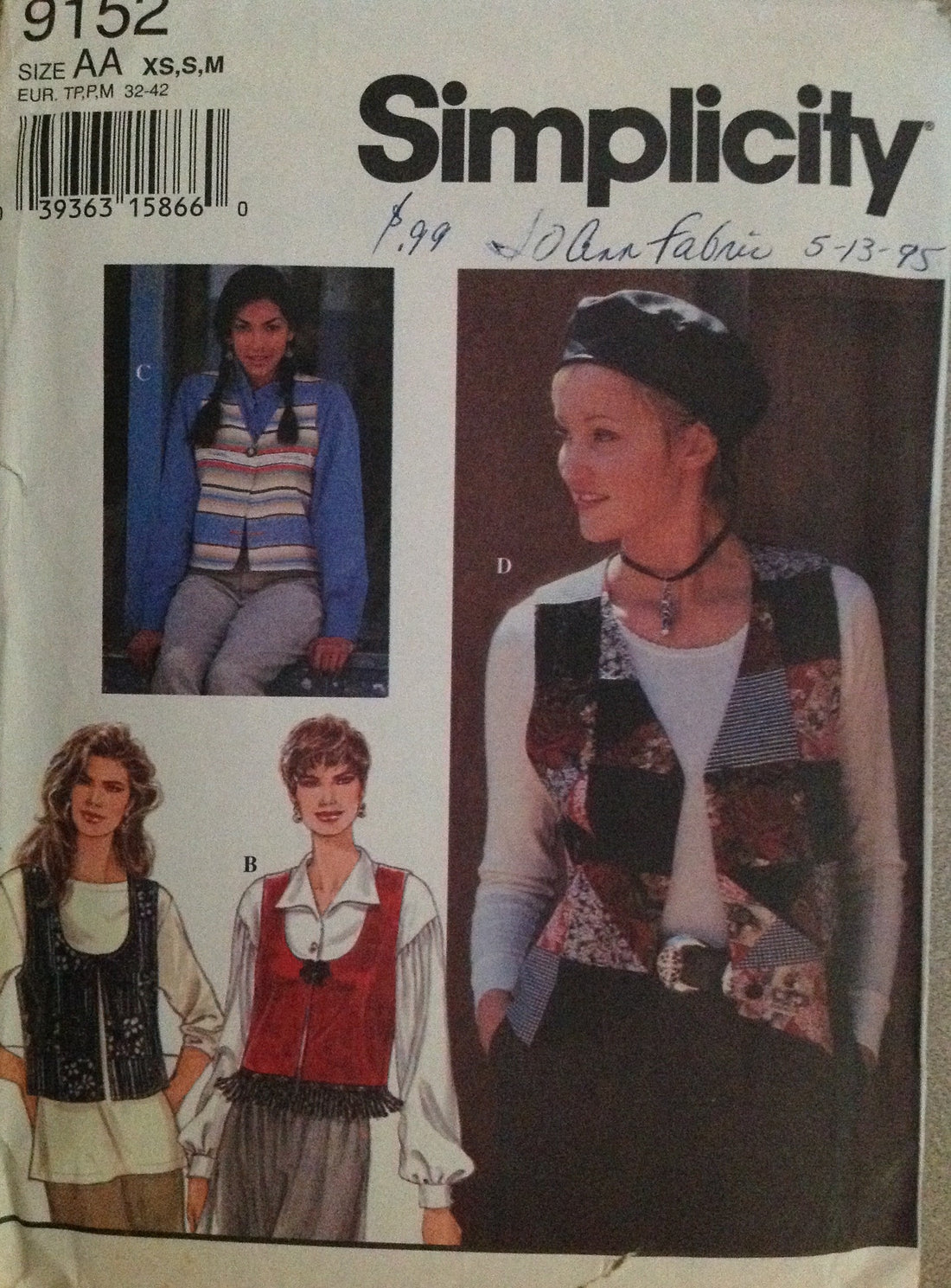 Simplicity 9152 Sewing Pattern (Vintage) UNCUT