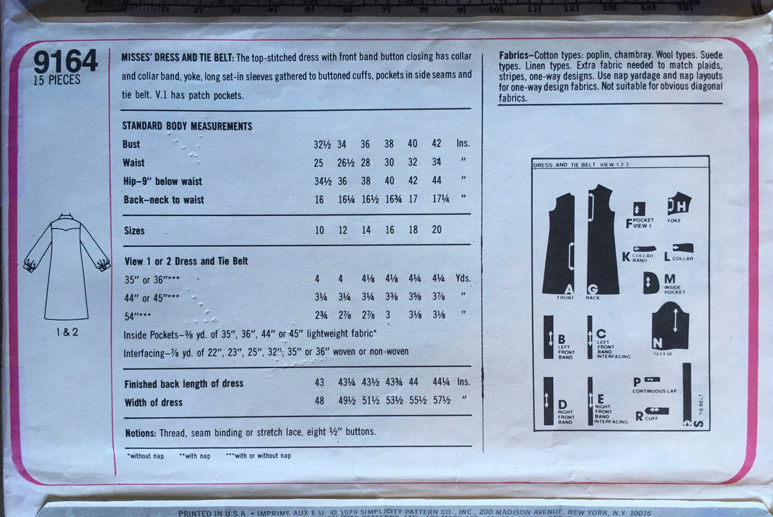 Simplicity 9164 Sewing Pattern (Vintage) UNCUT