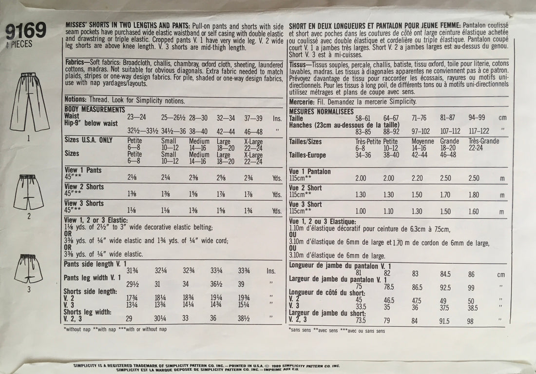 Simplicity 9169 Sewing Pattern (Vintage) CUT