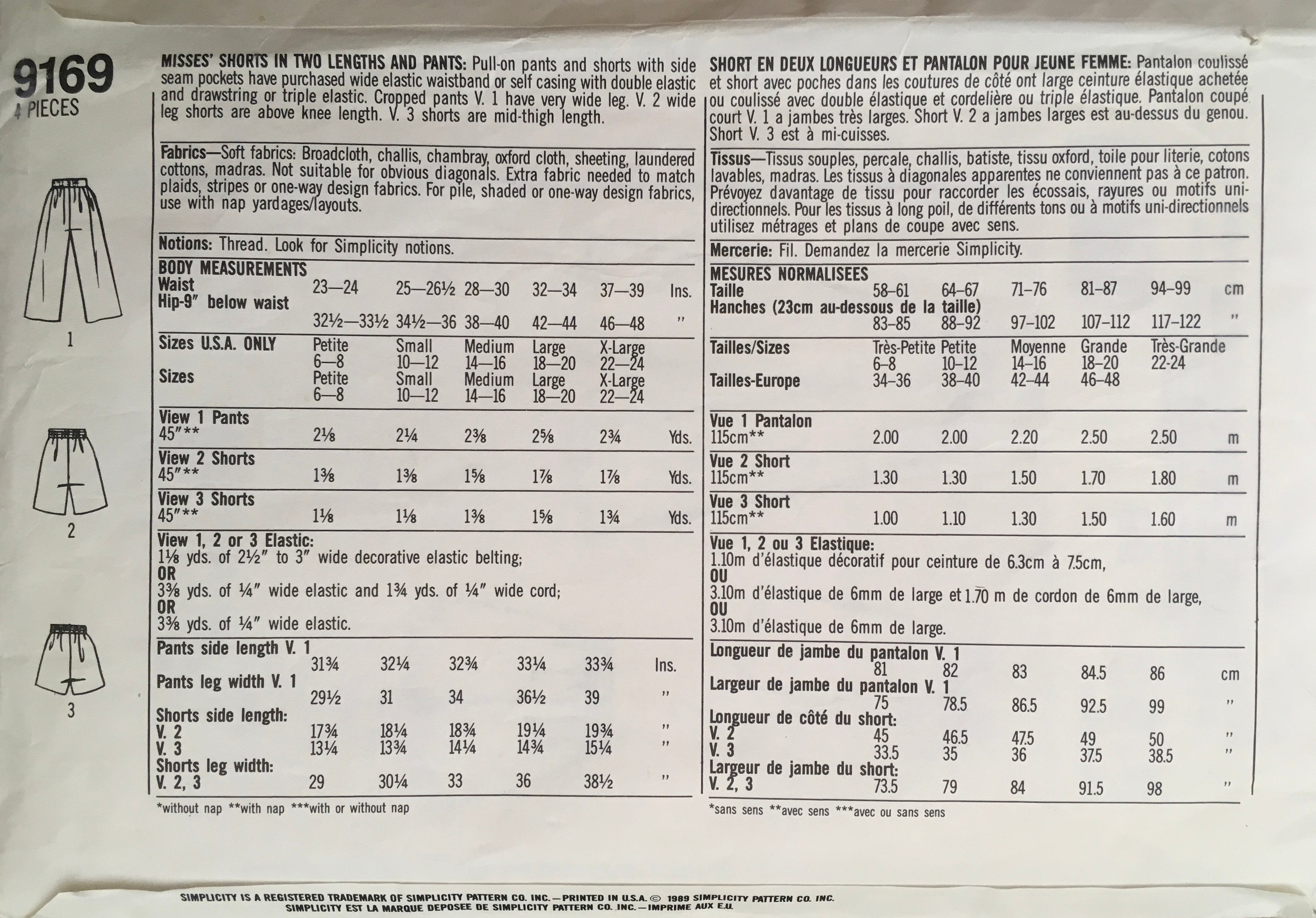 Simplicity 9169 Sewing Pattern (Vintage) CUT