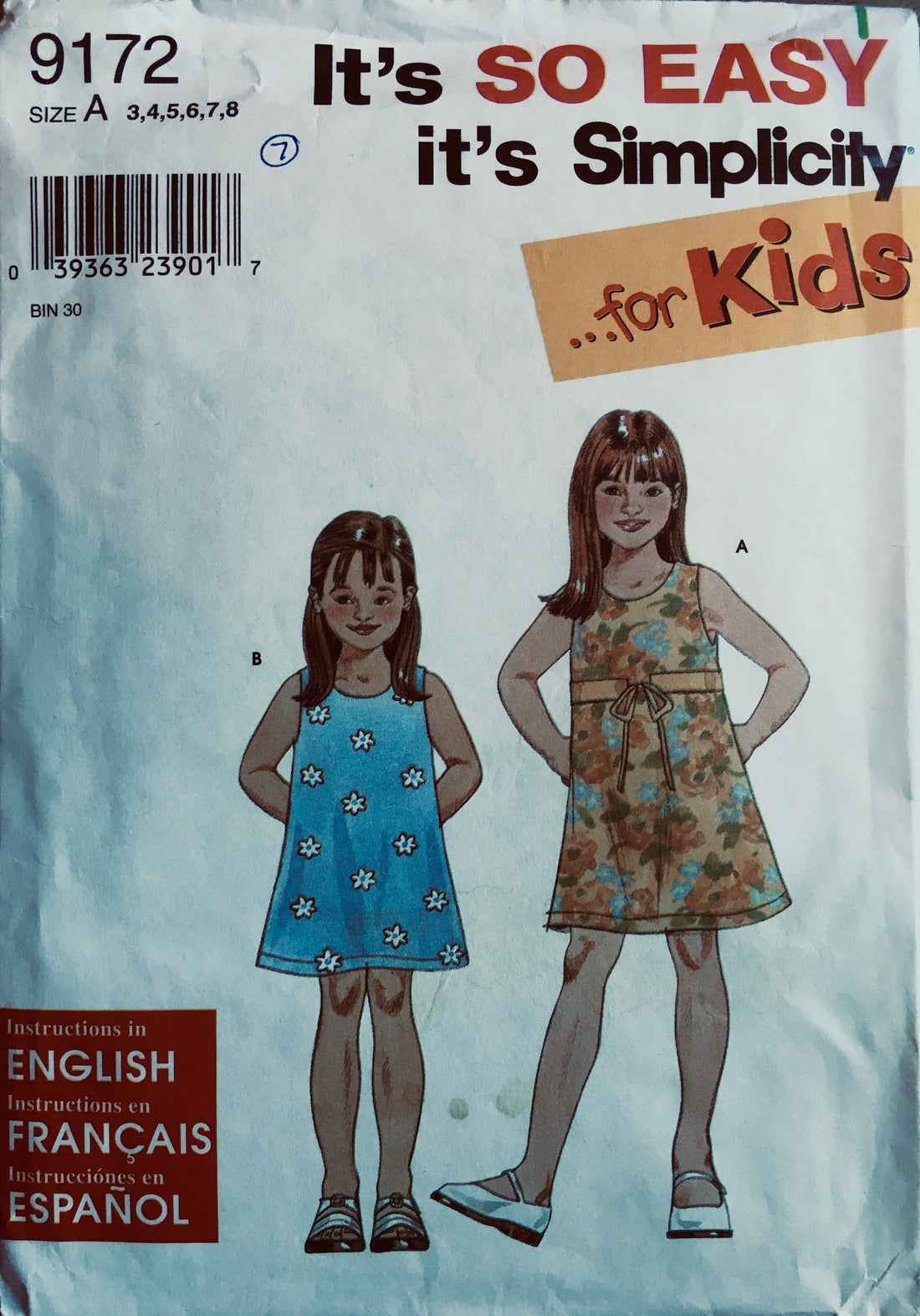 Simplicity 9172 Sewing Pattern (Vintage) CUT