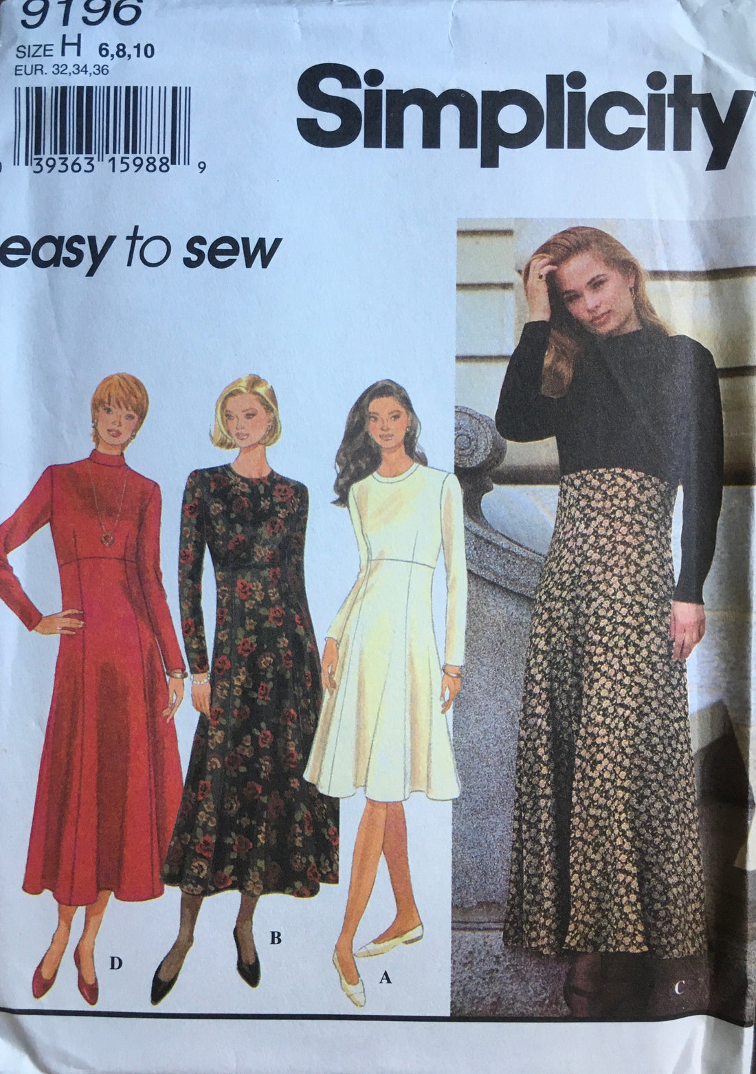 Simplicity 9196 Sewing Pattern (Vintage) UNCUT