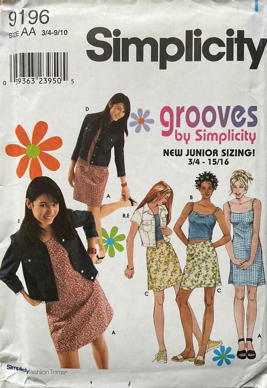 Simplicity 9196 Sewing Pattern (Vintage) UNCUT