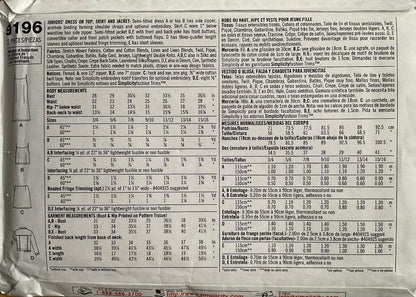 Simplicity 9196 Sewing Pattern (Vintage) UNCUT