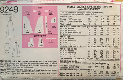 Simplicity 9249 Sewing Pattern (Vintage) UNCUT/CUT