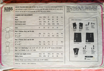 Simplicity 9285/9294 Sewing Pattern (Vintage) CUT