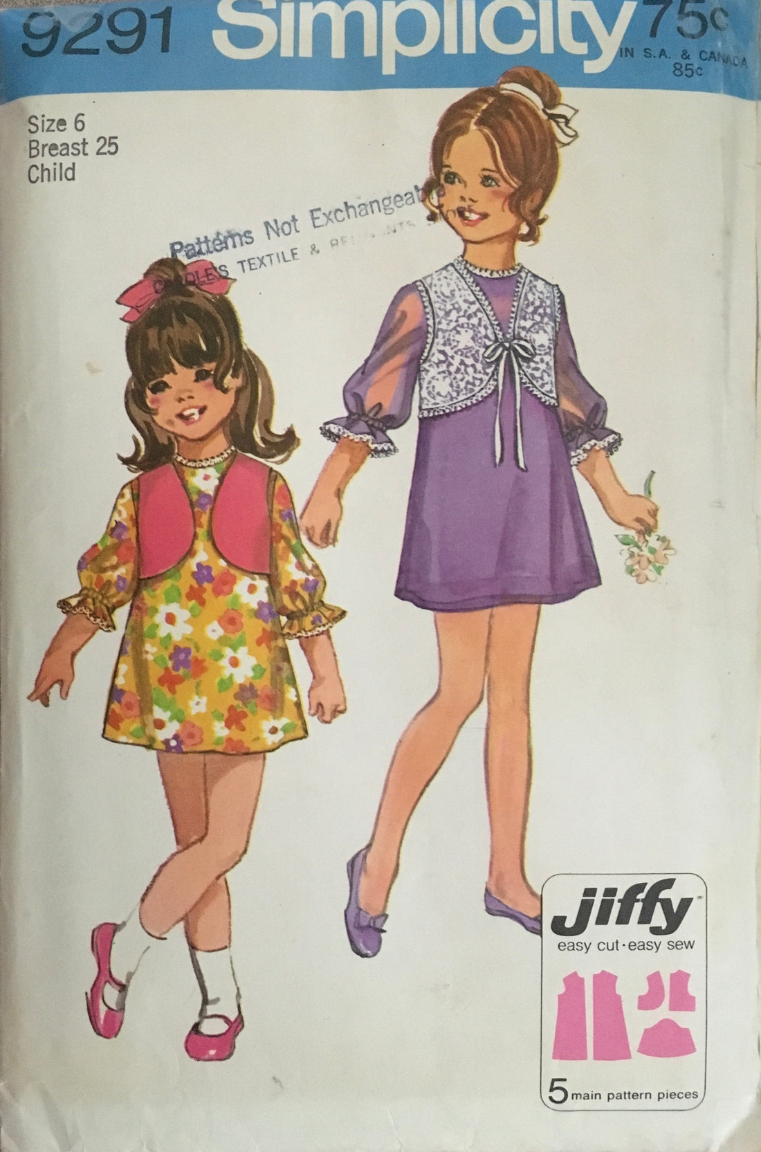 Simplicity 9291 Sewing Pattern (Vintage) CUT