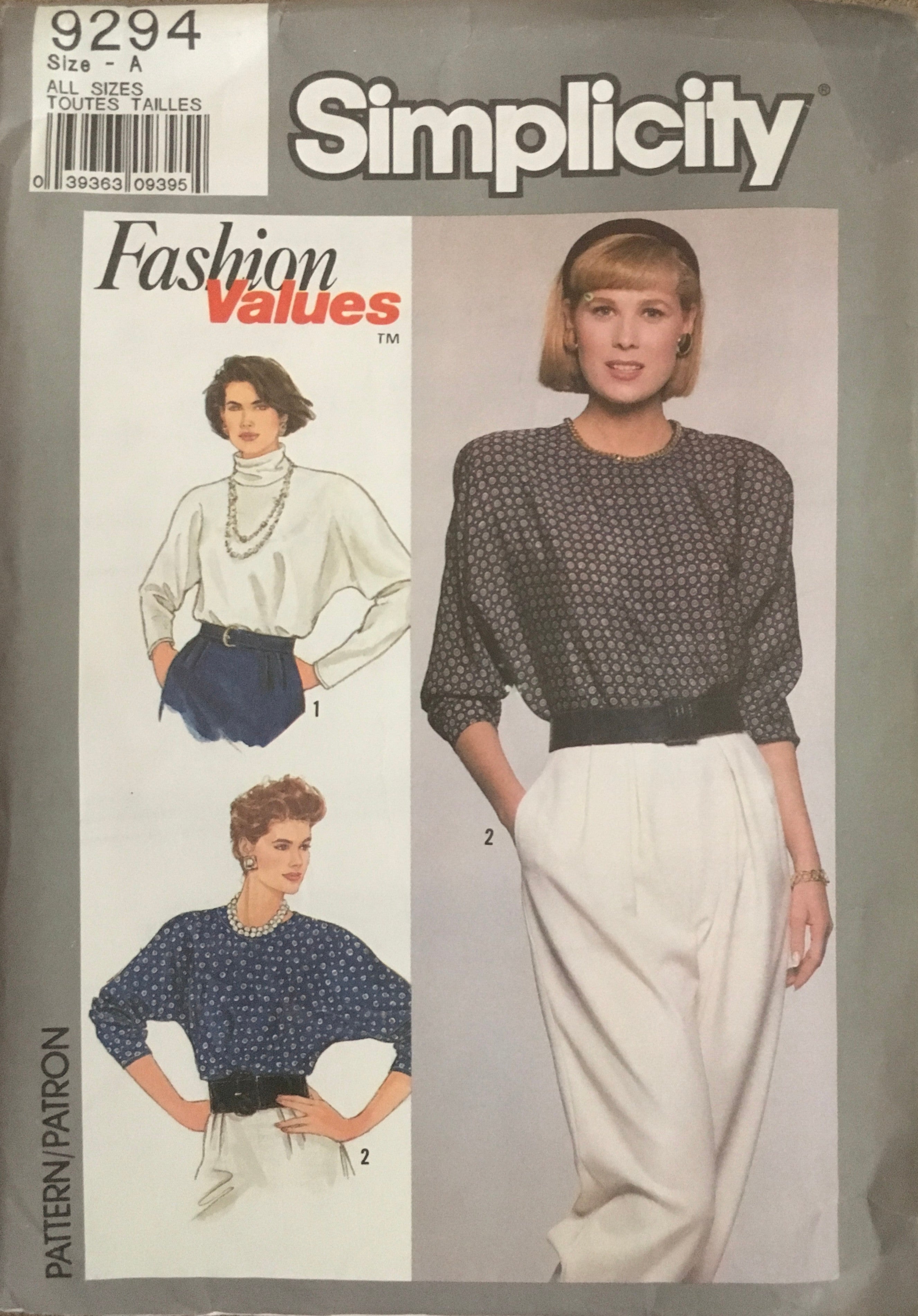 Simplicity 9294 Sewing Pattern (Vintage) UNCUT/CUT