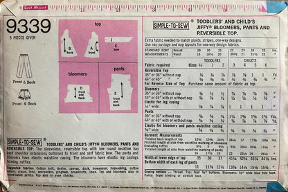 Simplicity 9339 Sewing Pattern (Vintage) UNCUT