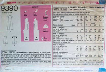 Simplicity 9390 Sewing Pattern (Vintage) CUT