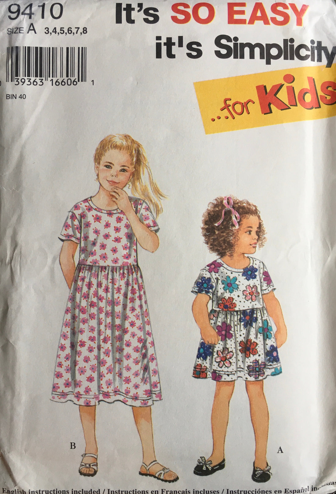 Simplicity 9410 Sewing Pattern (Vintage) UNCUT