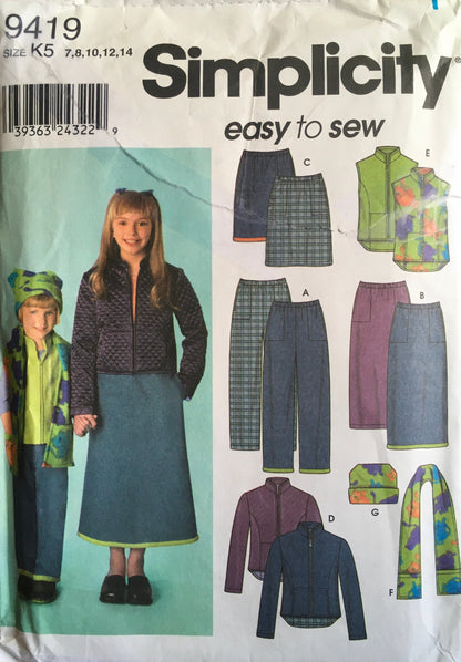 Simplicity 9419 Sewing Pattern (Vintage) UNCUT