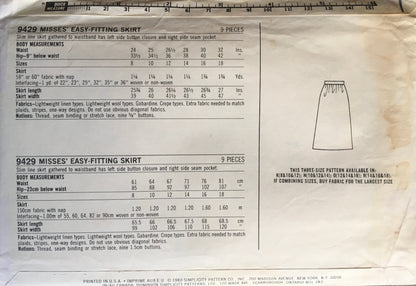 Simplicity 9429 Sewing Pattern (Vintage) UNCUT