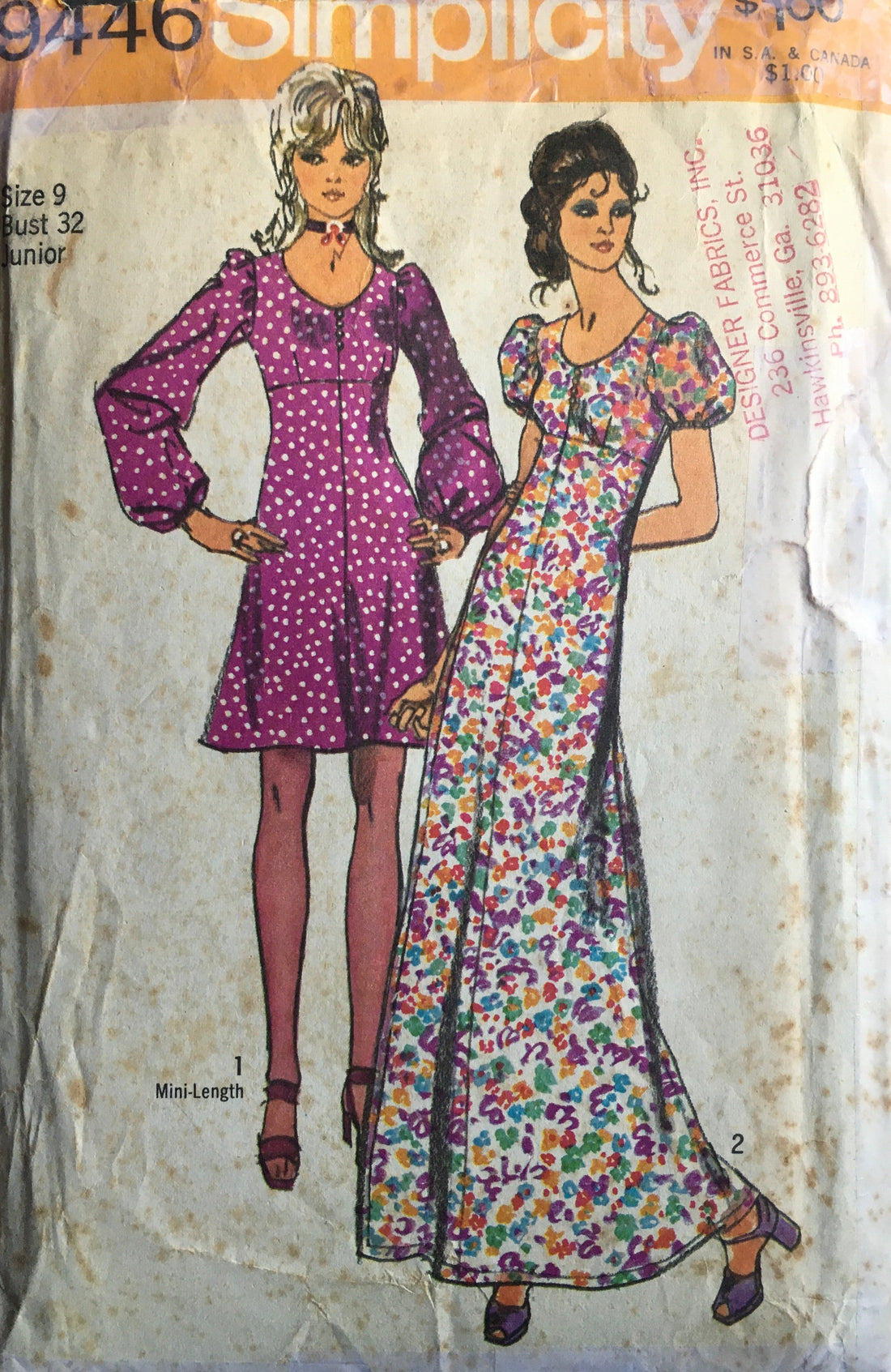 Simplicity 9446 Sewing Pattern (Vintage) CUT