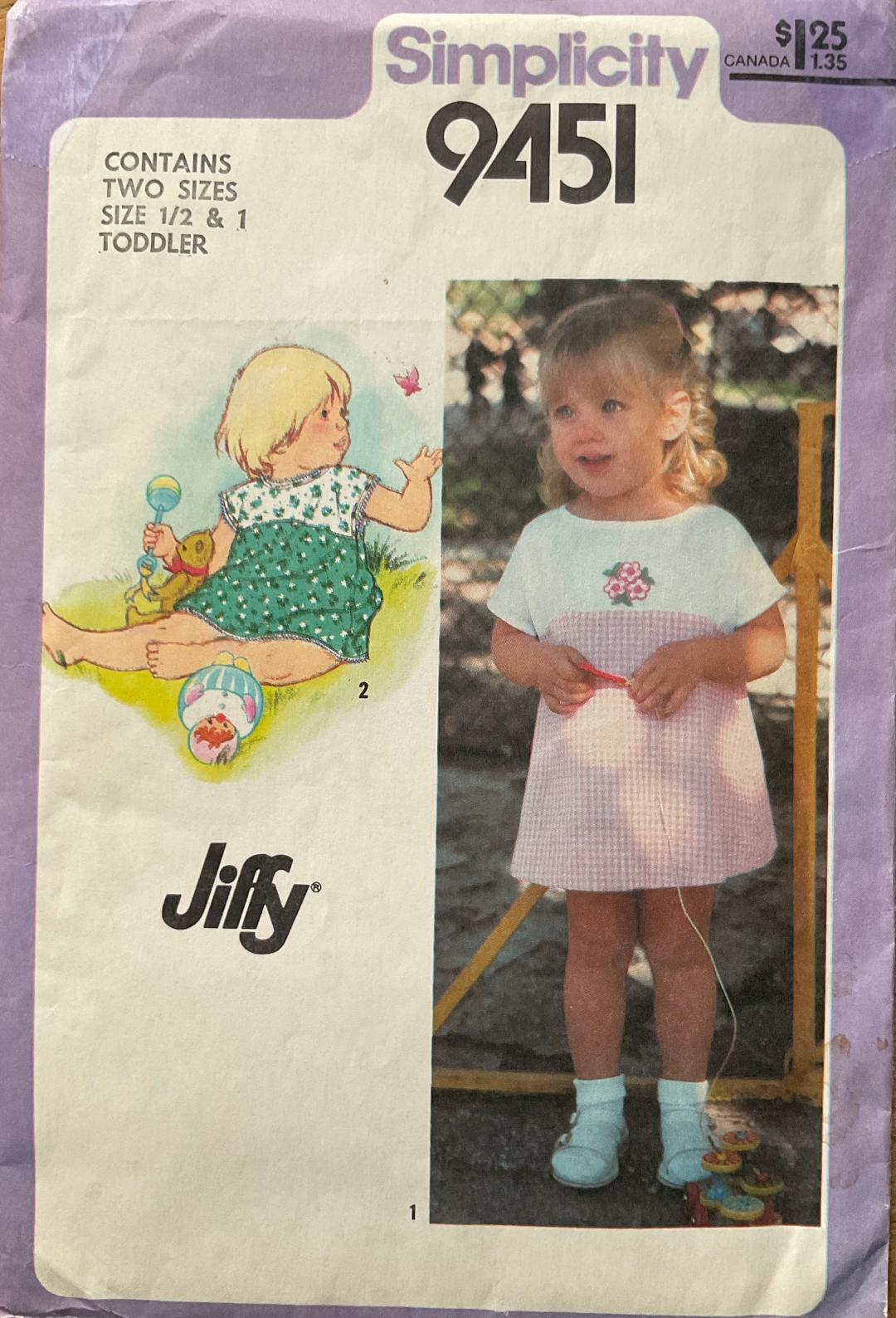 Simplicity 9451 Sewing Pattern (Vintage) CUT