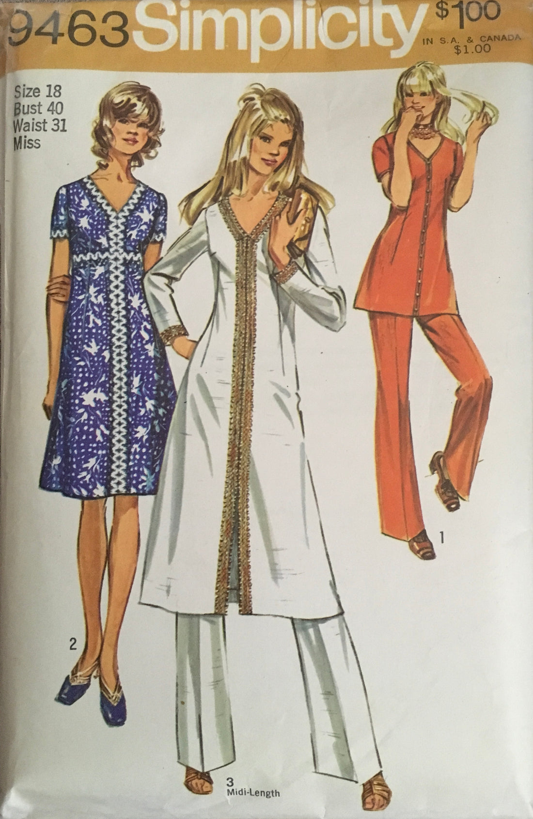 Simplicity 9463 Sewing Pattern (Vintage) UNCUT
