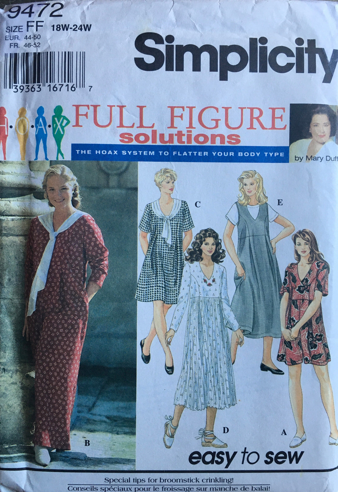 Simplicity 9472 Sewing Pattern (Vintage) UNCUT