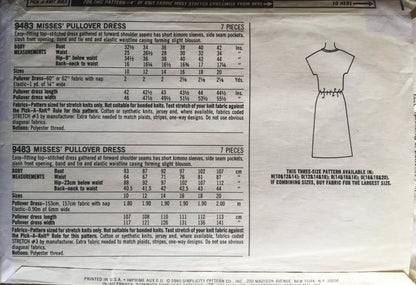 Simplicity 9483 Sewing Pattern (Vintage) CUT