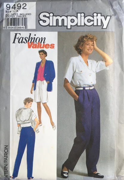 Simplicity 9492 Sewing Pattern (Vintage) UNCUT