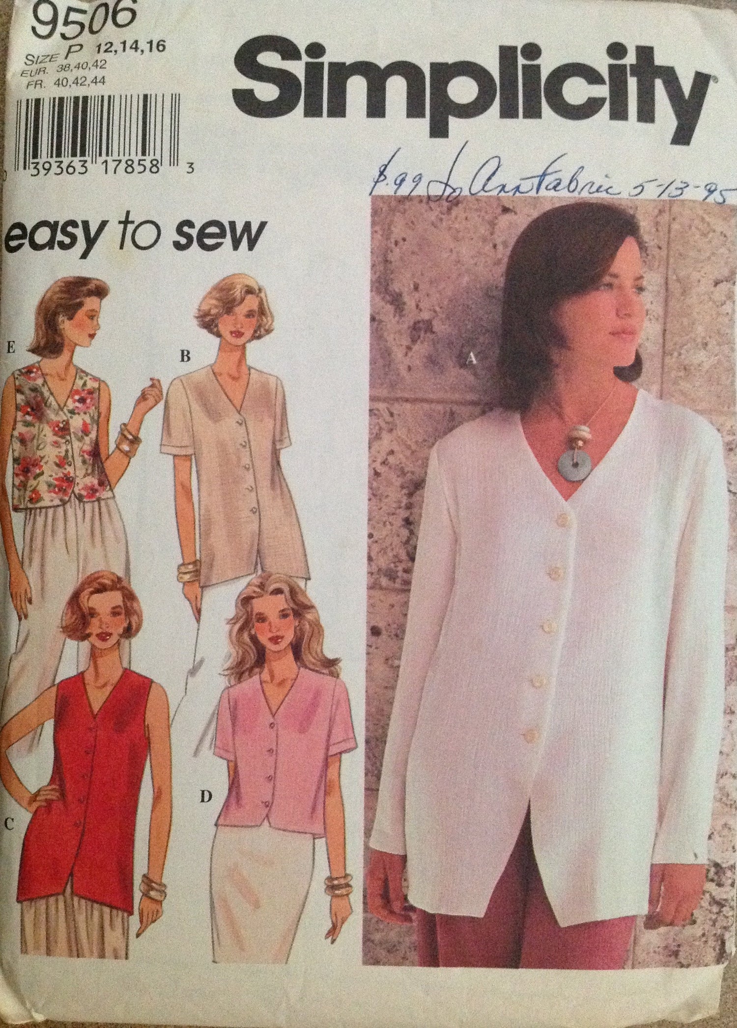 Simplicity 9506 Sewing Pattern (Vintage) UNCUT/CUT