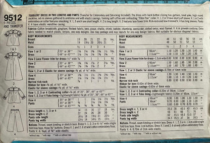 Simplicity 9512 Sewing Pattern (Vintage) CUT