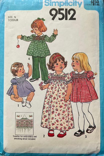 Simplicity 9512 Sewing Pattern (Vintage) CUT