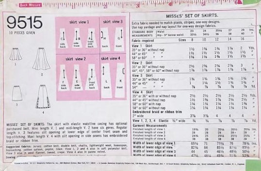 Simplicity 9515 Sewing Pattern (Vintage) CUT