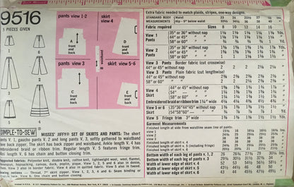 Simplicity 9516 Sewing Pattern (Vintage) CUT
