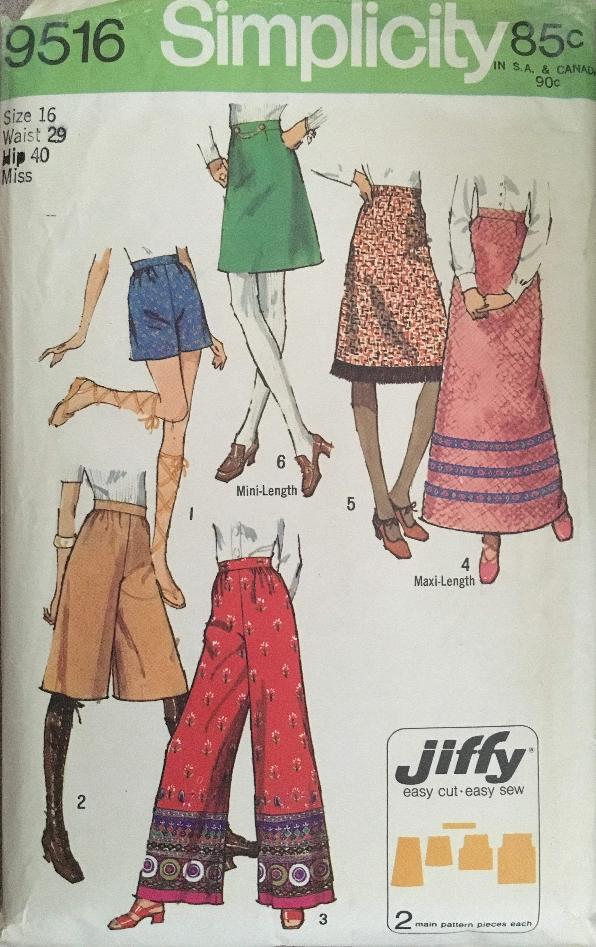 Simplicity 9516 Sewing Pattern (Vintage) CUT