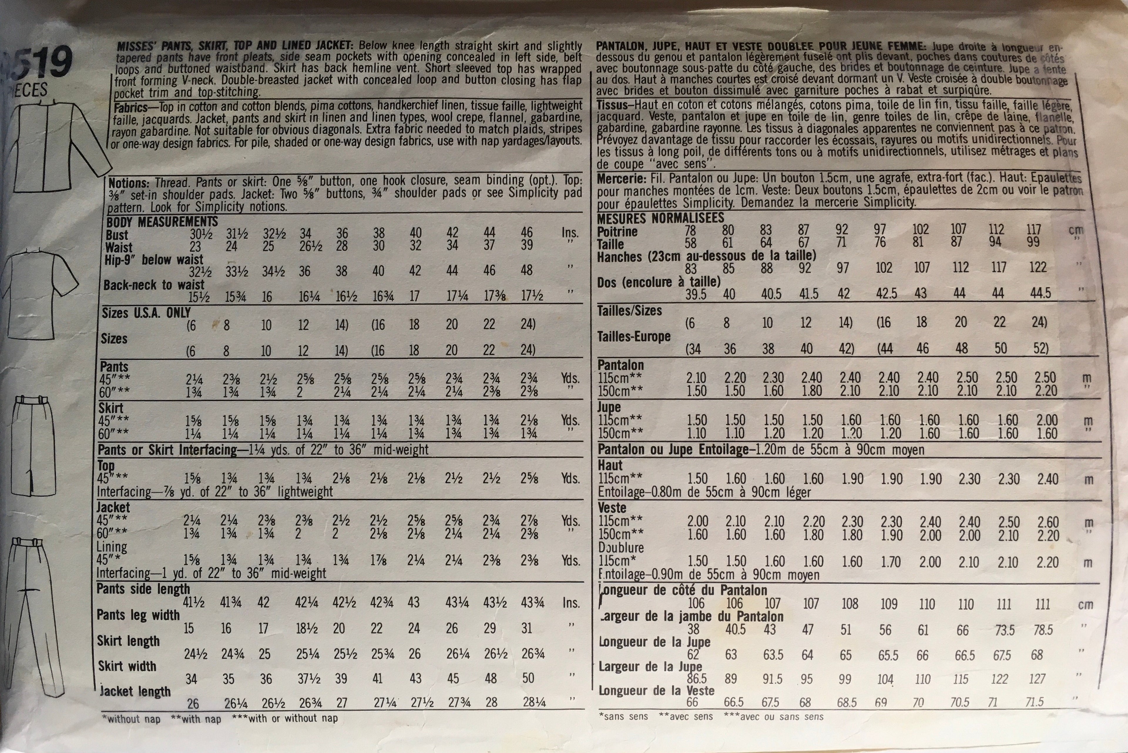 Simplicity 9519 Sewing Pattern (Vintage) CUT