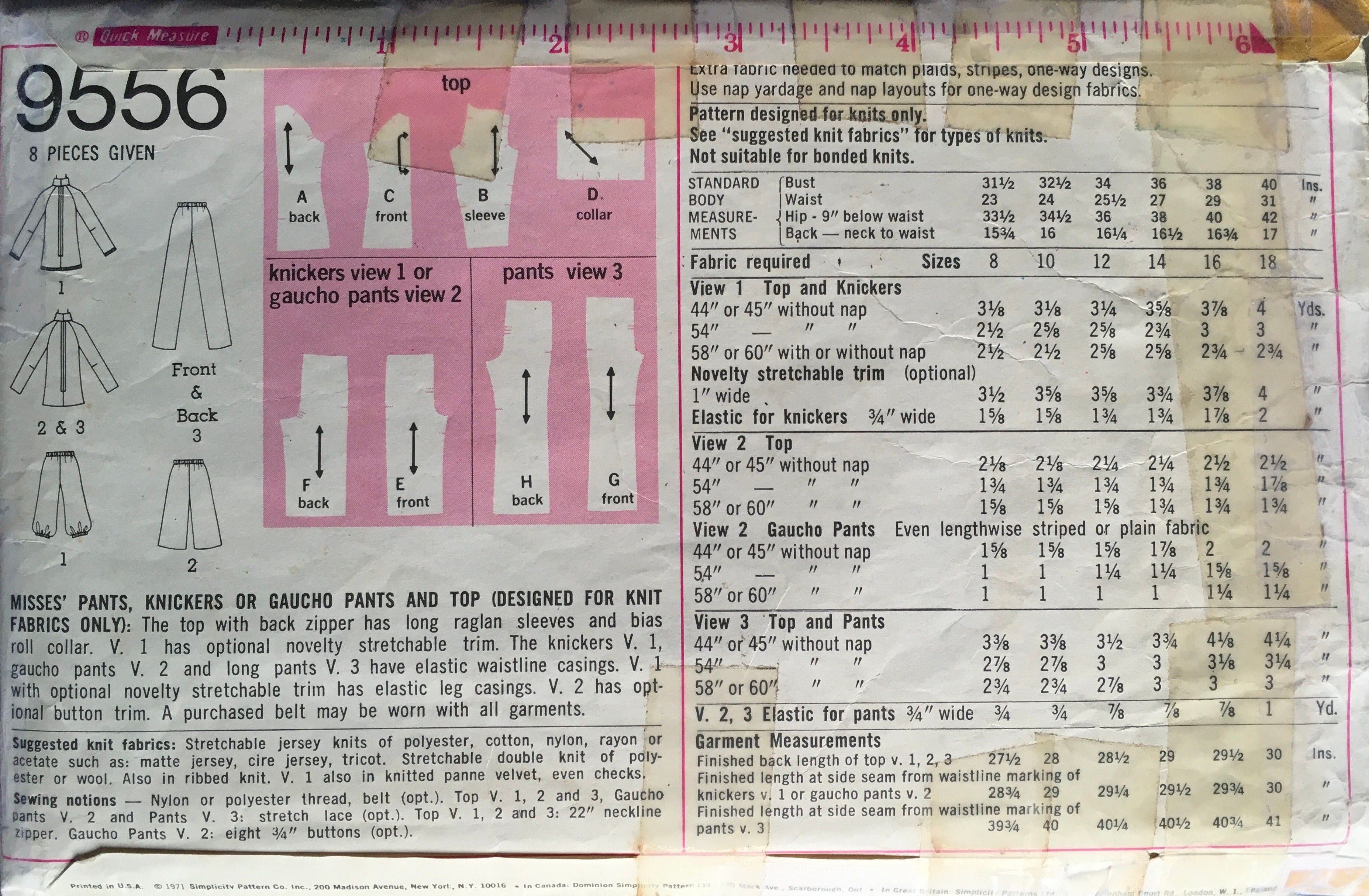 Simplicity 9556 Sewing Pattern (Vintage) CUT