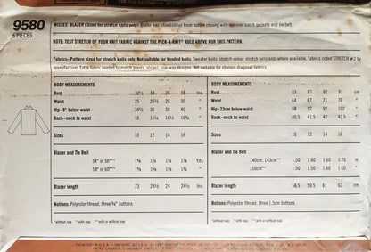 Simplicity 9580 Sewing Pattern (Vintage) CUT