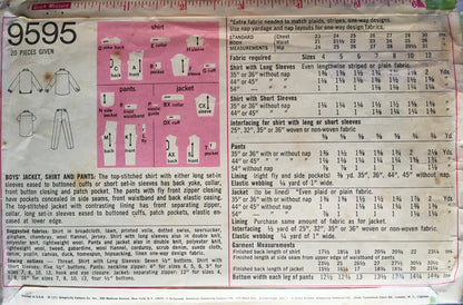 Simplicity 9595 Sewing Pattern (Vintage) CUT