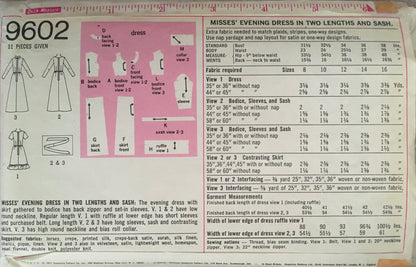 Simplicity 9602 Sewing Pattern (Vintage) UNCUT/CUT