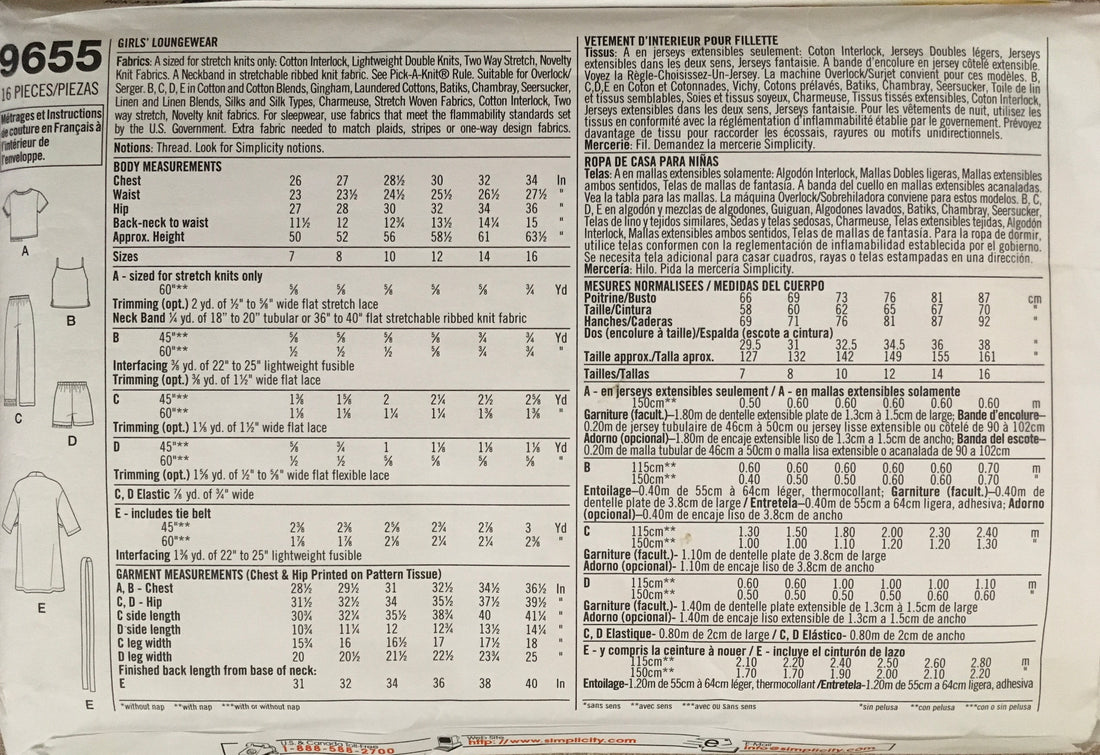 Simplicity 9655 Sewing Pattern (Vintage) CUT
