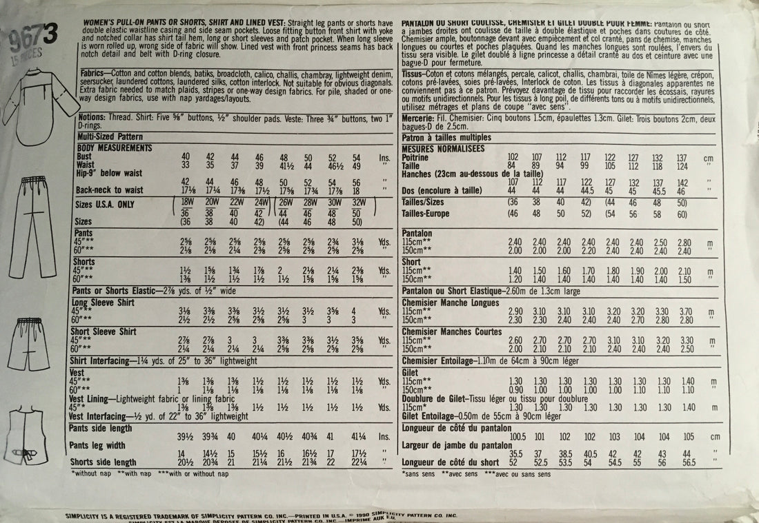Simplicity 9673 Sewing Pattern (Vintage) CUT