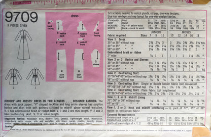 Simplicity 9709 Sewing Pattern (Vintage) UNCUT