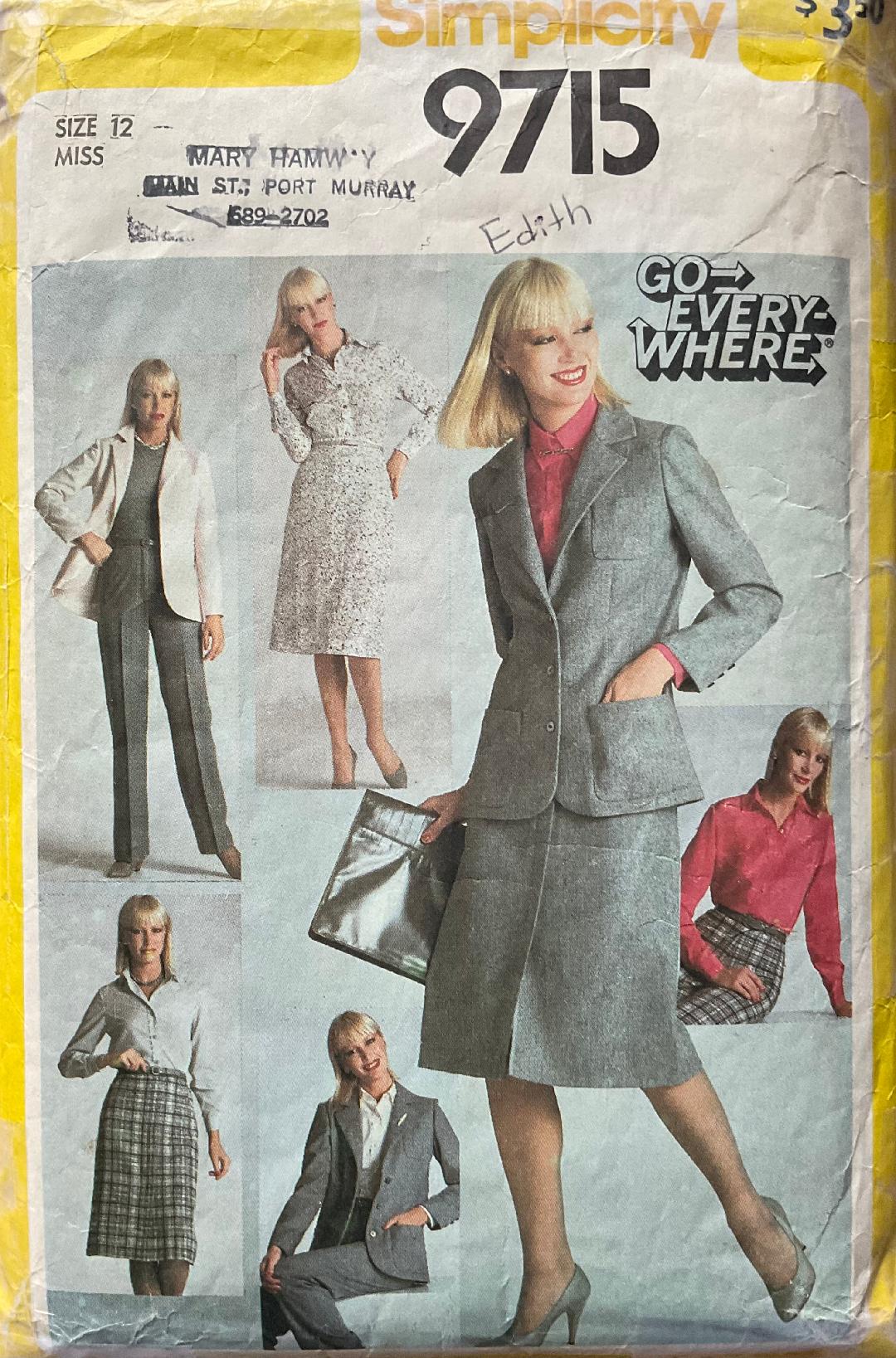 Simplicity 9715 Sewing Pattern (Vintage) CUT