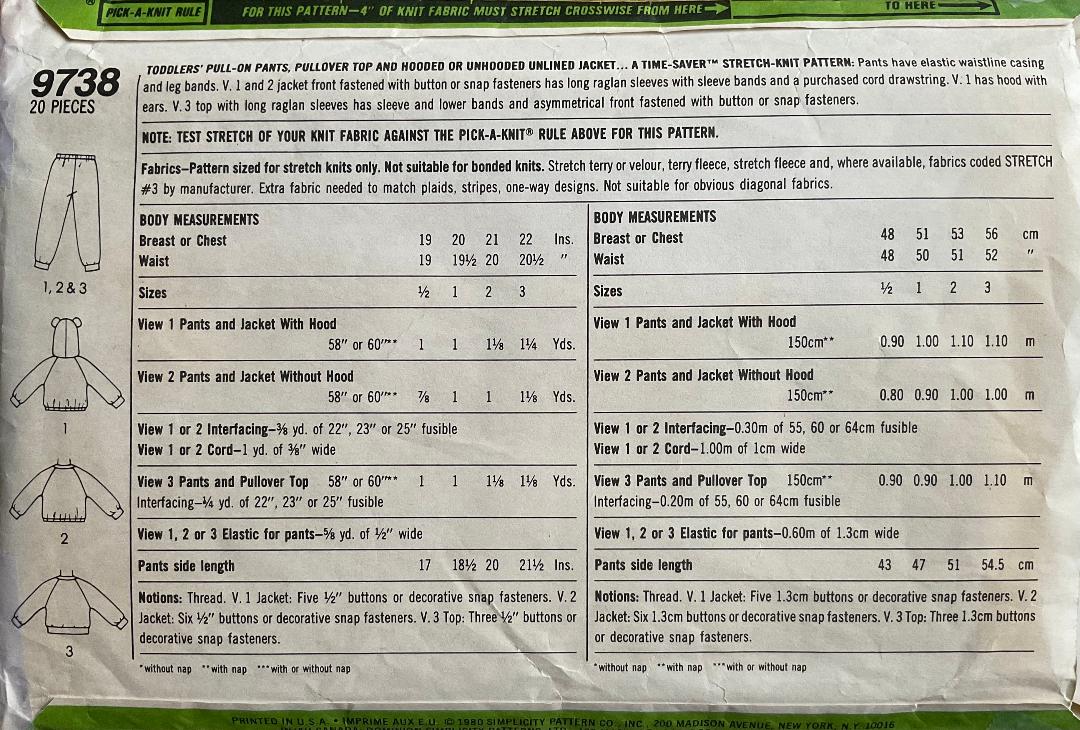 Simplicity 9738 Sewing Pattern (Vintage) CUT