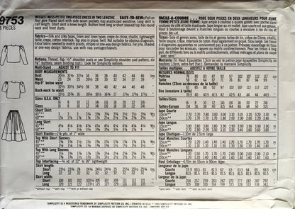 Simplicity 9753 Sewing Pattern (Vintage) CUT