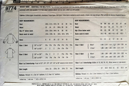 Simplicity 9774 Sewing Pattern (Vintage) CUT