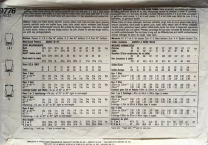 Simplicity 9776 Sewing Pattern (Vintage) CUT