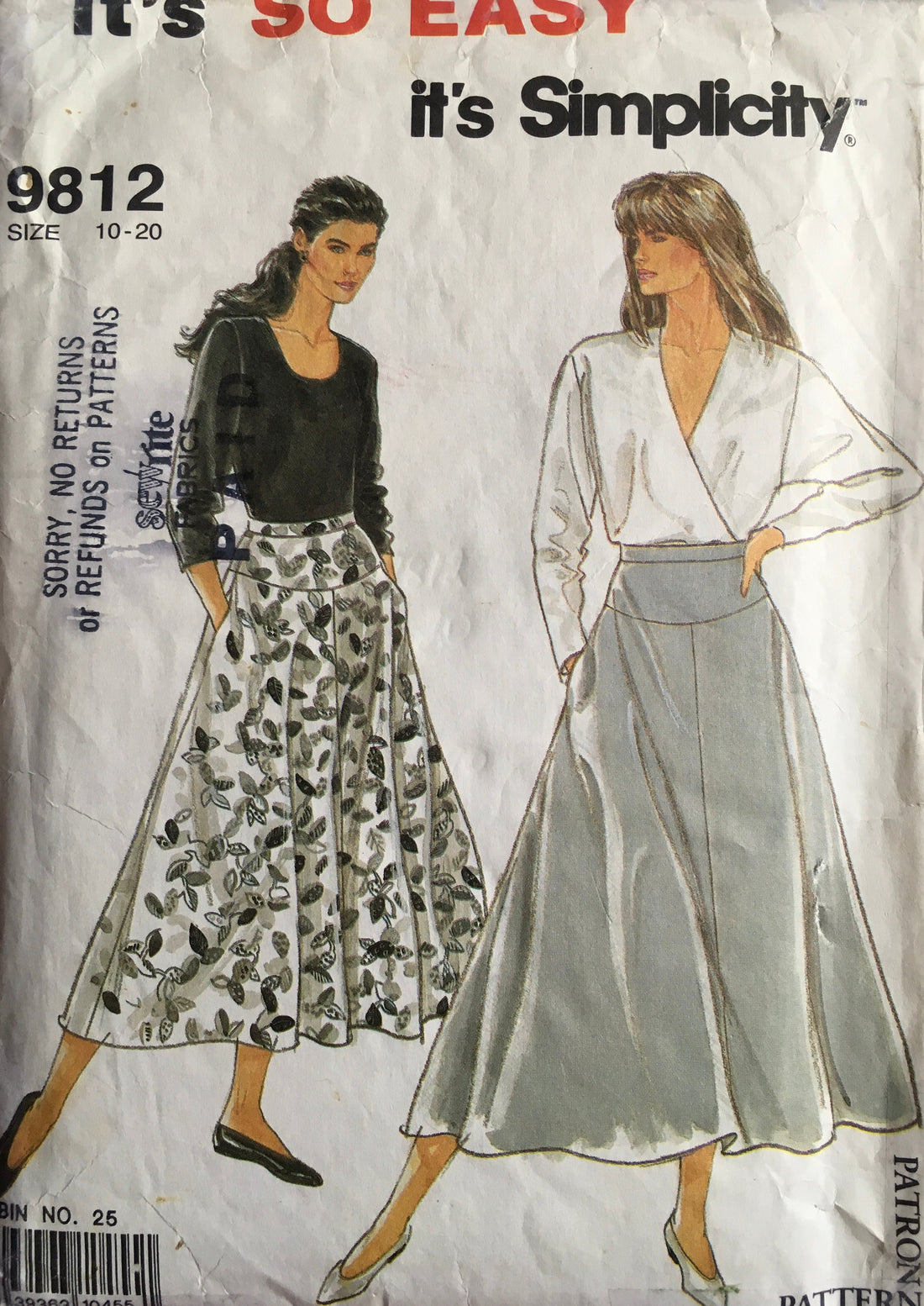 Simplicity 9812 Sewing Pattern (Vintage) CUT