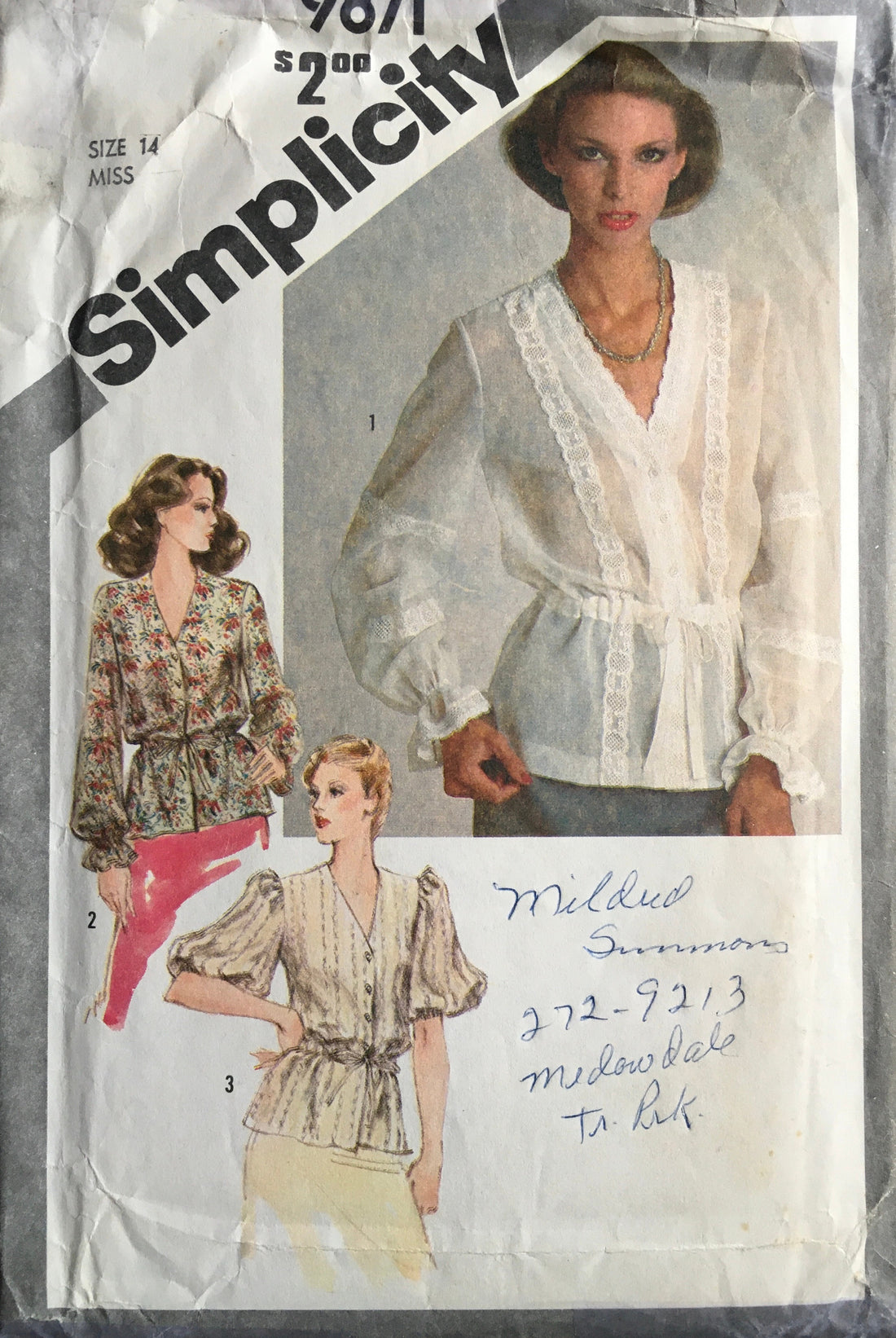 Simplicity 9871 Sewing Pattern (Vintage) CUT