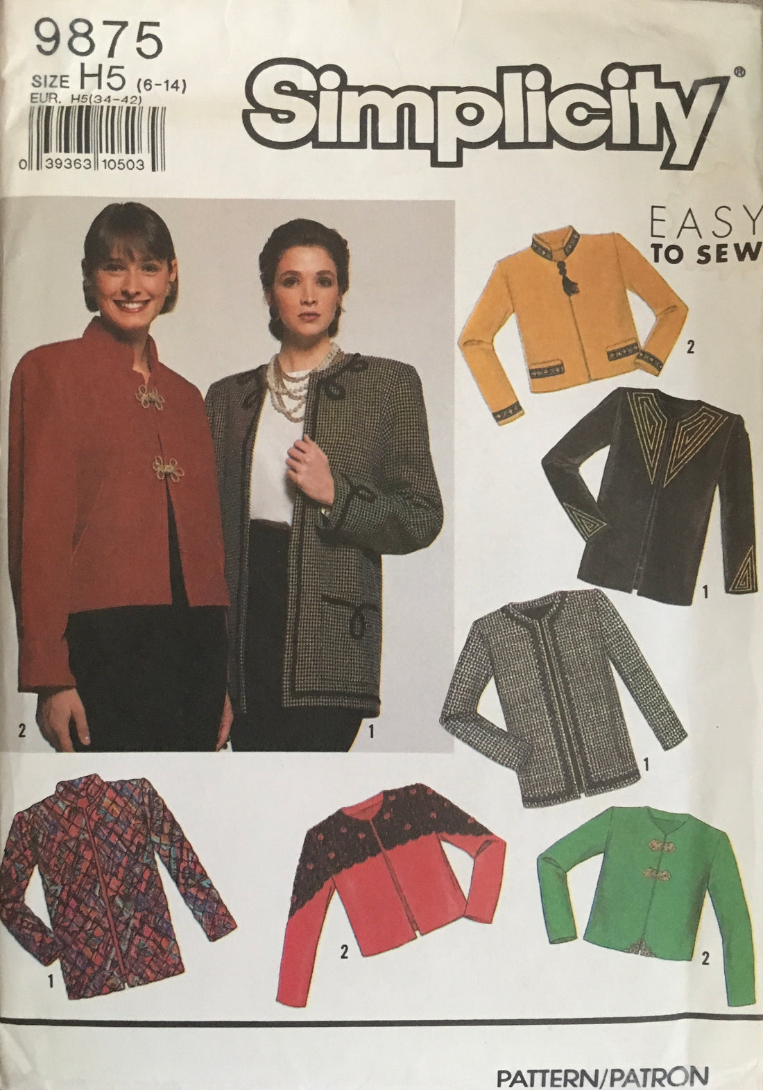 Simplicity 9875 Sewing Pattern (Vintage) UNCUT