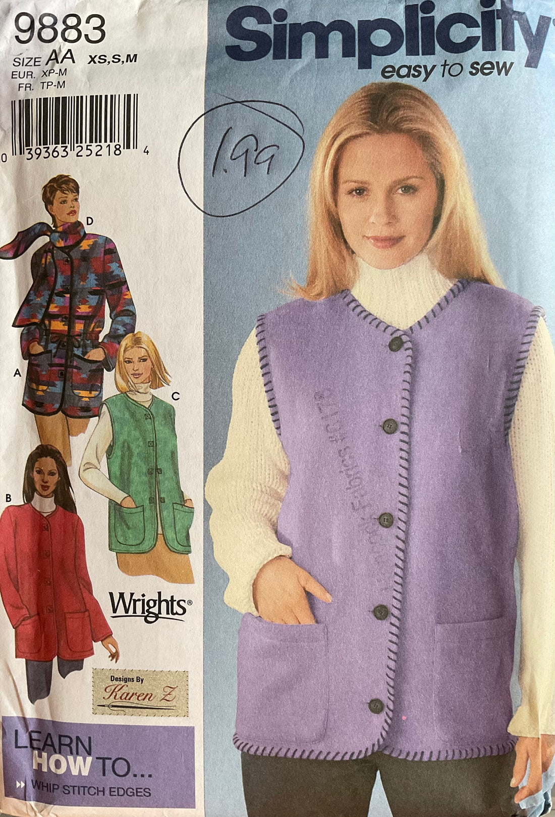 Simplicity 9883 Sewing Pattern (Vintage) UNCUT